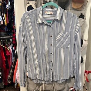 Pink Rose Light Blue and White Striped Shirt